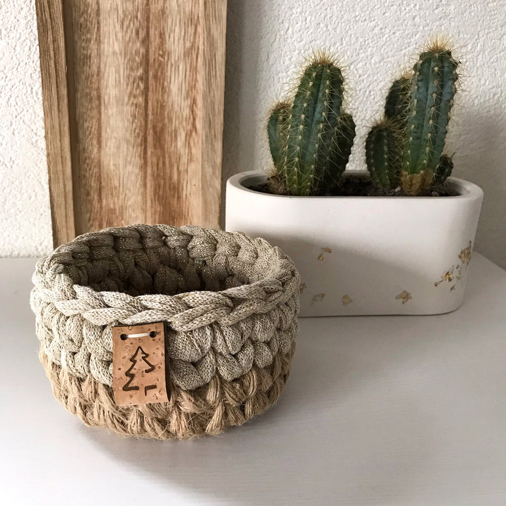 Petit panier paillettes doré